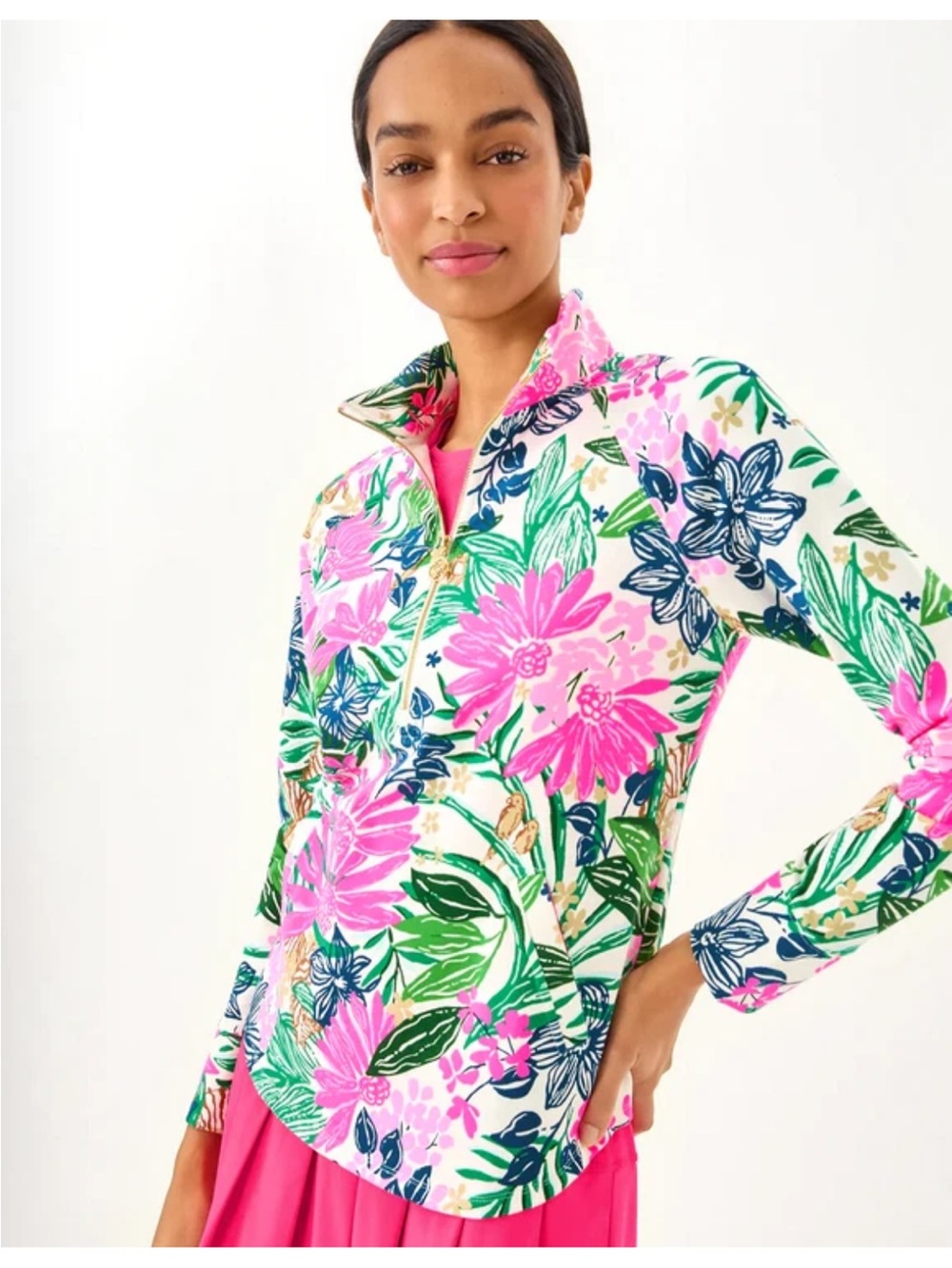 NWT LILLY PULITZER SIZE MEDIUM SKIPPER POPOVER ENDLESS SUMMERS MULTI UPF 50+